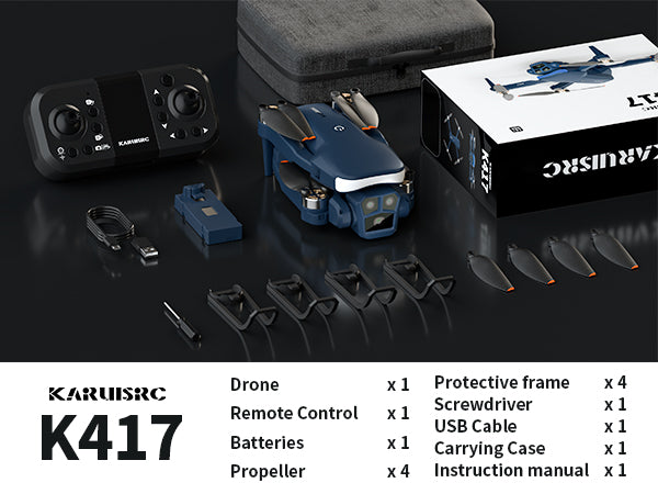 K417 Drone with Camera 1080p HD,90° Electric Adjustable Lens,Blue LED Lights AIdrones with Dual Cameras for Adults,Remote Control Quadcopter with Altitude Hold for Beginners,Gestures Selfie,Carry Case