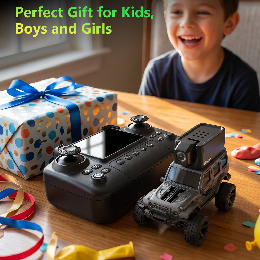 1:64 FPV RC Car Toys with Magnetic 45° Camera, Remote Control Truck with LCD Screen, Live Video, App, 2 Speed, 2.4GHz Indoor Toys for Boys Girls 6 12 Years Old