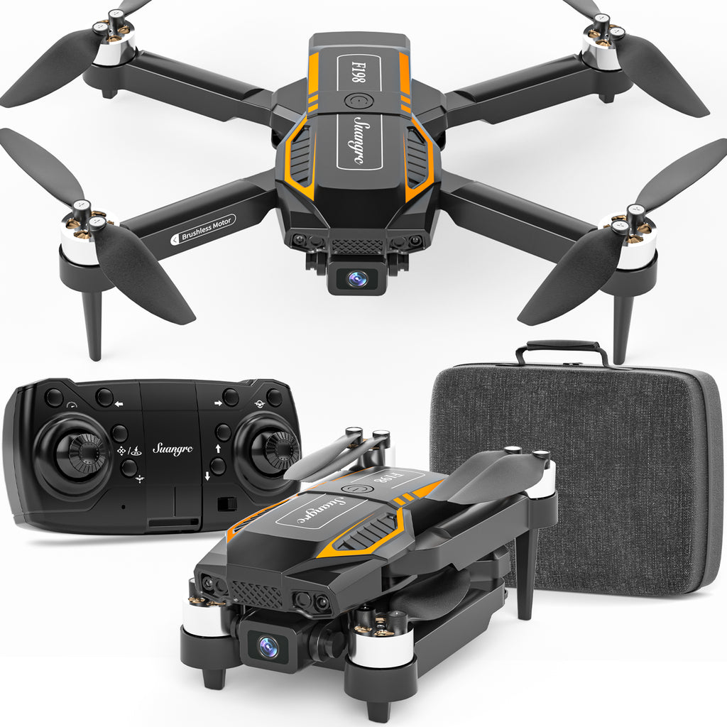 F198 Drone with Camera 720P HD 90°Adjustable Lens,RC Quadcopter with Dual Camera for Adults Beginners,Foldable FPV Drones WiFi APP,3D Flips,Auto Hold,Optical Flow Positioning,Waypoint Fly,Carry case