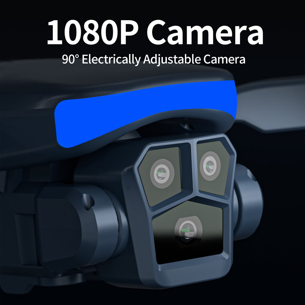 K417 Drone with Camera 1080p HD,90° Electric Adjustable Lens,Blue LED Lights AIdrones with Dual Cameras for Adults,Remote Control Quadcopter with Altitude Hold for Beginners,Gestures Selfie,Carry Case