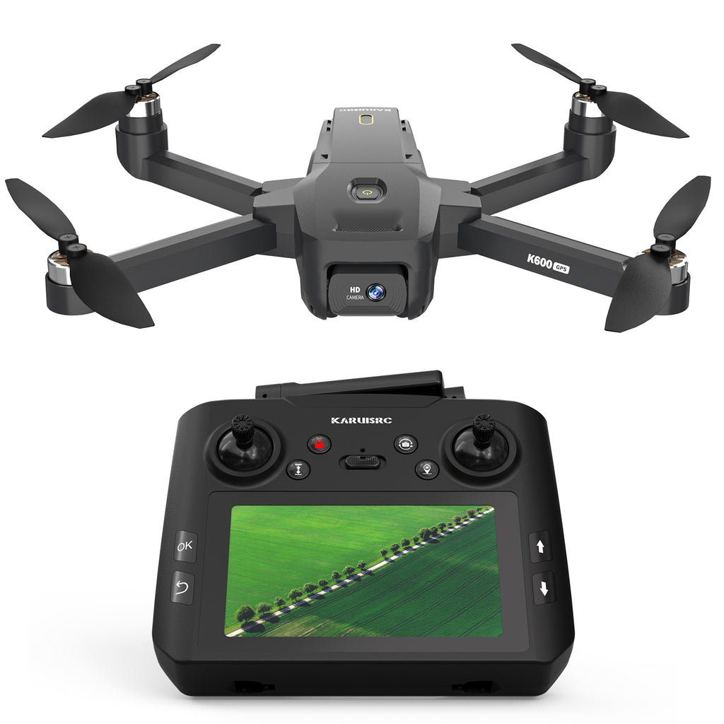K600 GPS Drone with Camera, 4.5 Inch LCD Screen RC, SD Card with GPS Drone, Auto Return Follow Me, Modular battery, Handbag GPS Drone under 250g