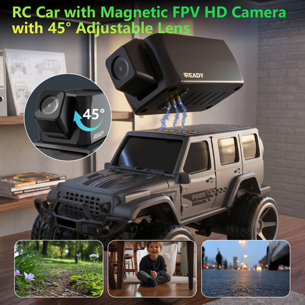 1:64 FPV RC Car Toys with Magnetic 45° Camera, Remote Control Truck with LCD Screen, Live Video, App, 2 Speed, 2.4GHz Indoor Toys for Boys Girls 6 12 Years Old