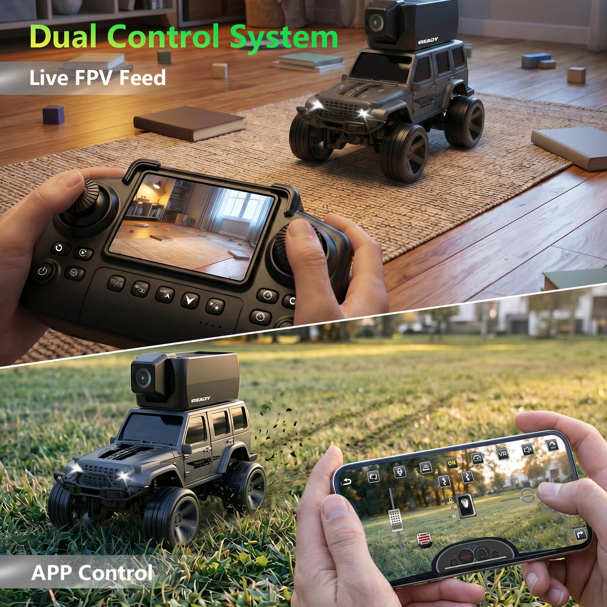 1:64 FPV RC Car Toys with Magnetic 45° Camera, Remote Control Truck with LCD Screen, Live Video, App, 2 Speed, 2.4GHz Indoor Toys for Boys Girls 6 12 Years Old