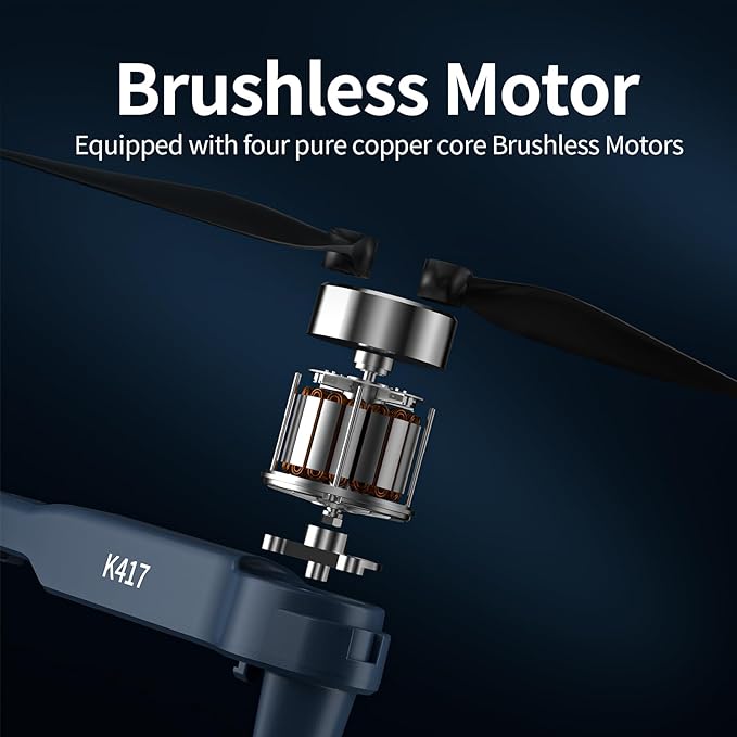 K417 Drone with Camera 1080p HD,90° Electric Adjustable Lens,Blue LED Lights AIdrones with Dual Cameras for Adults,Remote Control Quadcopter with Altitude Hold for Beginners,Gestures Selfie,Carry Case