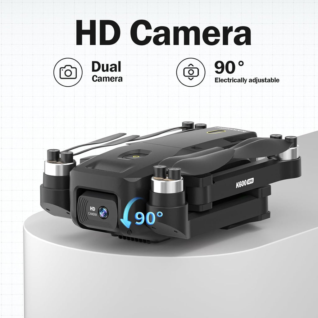 K600 GPS Drone with Camera, 4.5 Inch LCD Screen RC, SD Card with GPS Drone, Auto Return Follow Me, Modular battery, Handbag GPS Drone under 250g