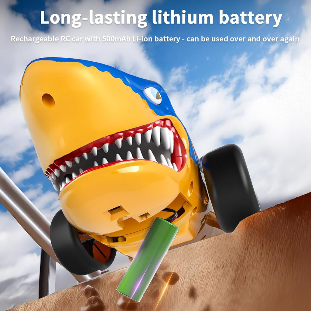 RC Shark Car Toy for Kids, 2.4Ghz Remote Control Shark with Swinging Tail, LED Lights, RC Car Toys for 3-6 Year Old Kids, Fun Gift Idea for Boys & Girls