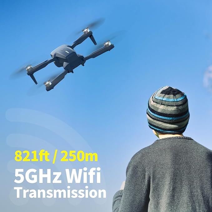 K417 Drone with Camera 1080p HD,90° Electric Adjustable Lens,Blue LED Lights AIdrones with Dual Cameras for Adults,Remote Control Quadcopter with Altitude Hold for Beginners,Gestures Selfie,Carry Case