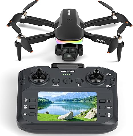 F417Pro Drone with 1080P Camera Screen Remote Control,RGB LED Light FPV Drone Quadcopter,Headless Mode Altitude Hold Optical Flow Positioning,One Key Start/Land Foldable,3 Speed Modes