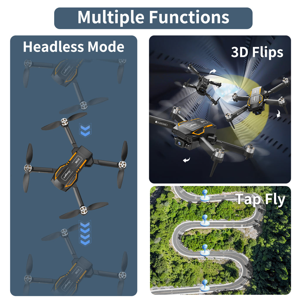 F198 Drone with Camera 720P HD 90°Adjustable Lens,RC Quadcopter with Dual Camera for Adults Beginners,Foldable FPV Drones WiFi APP,3D Flips,Auto Hold,Optical Flow Positioning,Waypoint Fly,Carry case