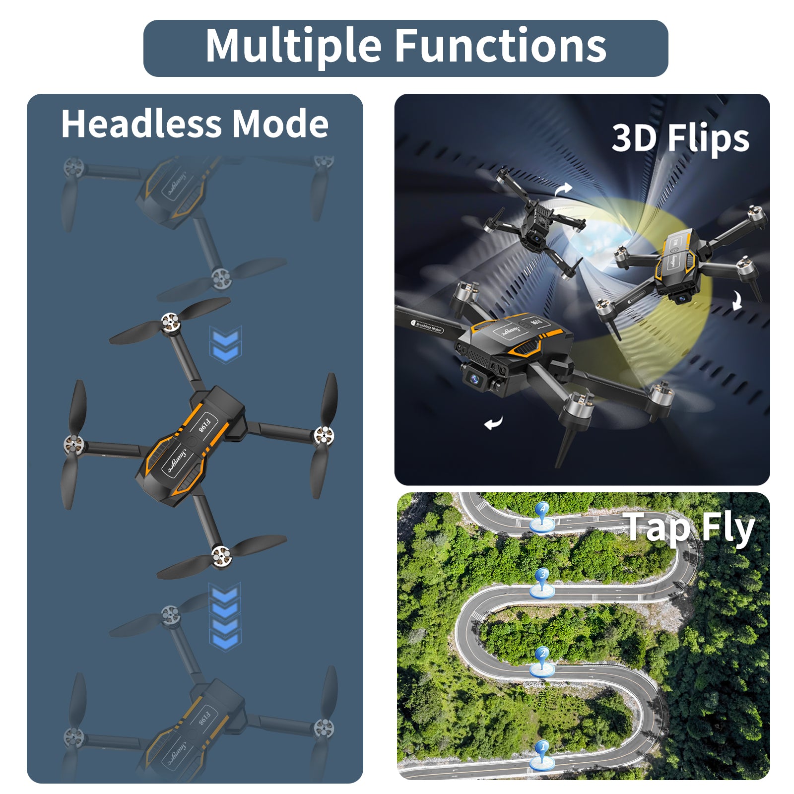 F198 Drone with Camera 720P HD 90°Adjustable Lens,RC Quadcopter with Dual Camera for Adults Beginners,Foldable FPV Drones WiFi APP,3D Flips,Auto Hold,Optical Flow Positioning,Waypoint Fly,Carry case