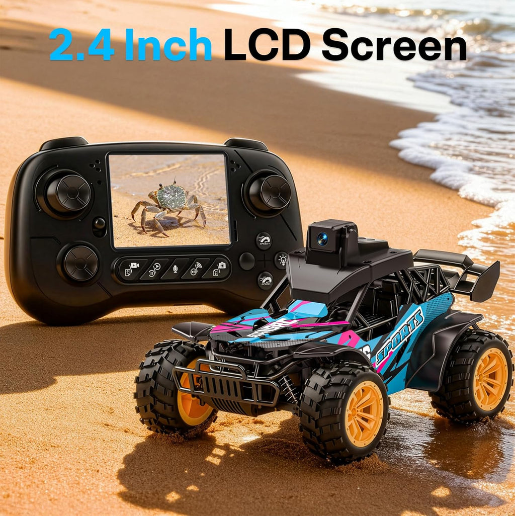 RC Truck with Camera, 2.4GHz FPV Remote Control Car with 2.4" LCD Screen, RC Car with 45° Adjustable Camera, 2 Speeds Modes, Alloy Body, Remote Control Off-Road Truck