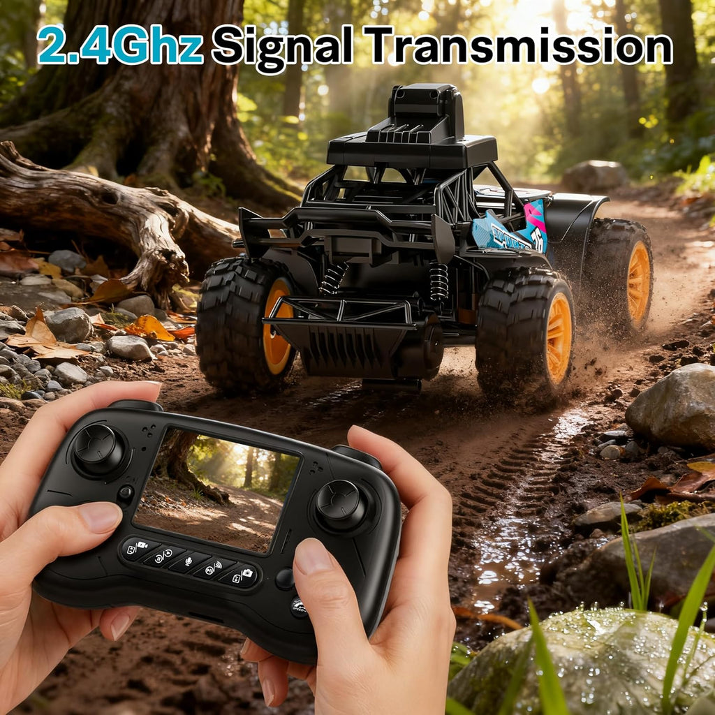 RC Truck with Camera, 2.4GHz FPV Remote Control Car with 2.4" LCD Screen, RC Car with 45° Adjustable Camera, 2 Speeds Modes, Alloy Body, Remote Control Off-Road Truck