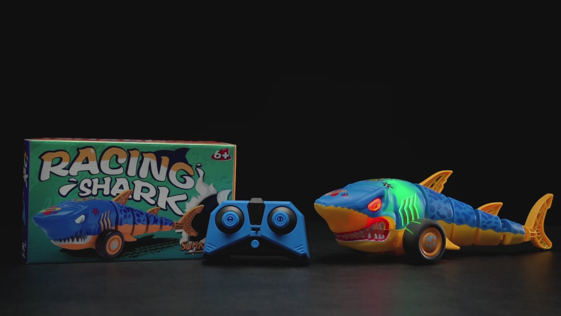 RC Shark Car Toy for Kids, 2.4Ghz Remote Control Shark with Swinging Tail, LED Lights, RC Car Toys for 3-6 Year Old Kids, Fun Gift Idea for Boys & Girls