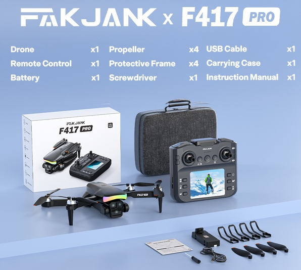 F417Pro Drone with 1080P Camera Screen Remote Control,RGB LED Light FPV Drone Quadcopter,Headless Mode Altitude Hold Optical Flow Positioning,One Key Start/Land Foldable,3 Speed Modes
